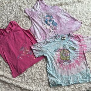 Youth Girls Mermaid, Unicorn, Tie Dye Beach Tank Top Tshirt Bundle Large 10/12